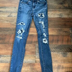 American Eagle Outfitters Ripped Blue Skinny Jeans